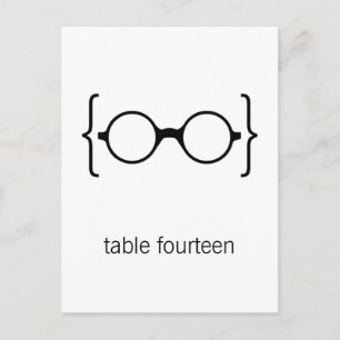 Geeky Glasses Table Number Postcard Orange Bkgrd