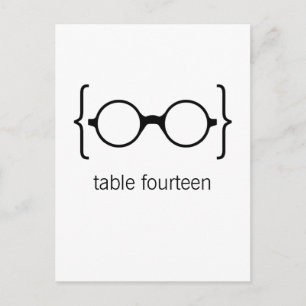 Geeky Glasses Table Number Postcard Orange Bkgrd1b