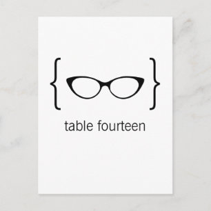 Geeky Glasses Table Number Postcard Orange Bkgrd2b