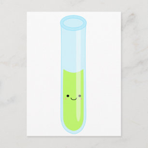 Geeky kawaii test tube postcard