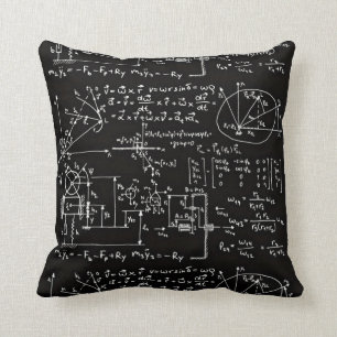 Geeky Math Mathematics Black Throw Pillow