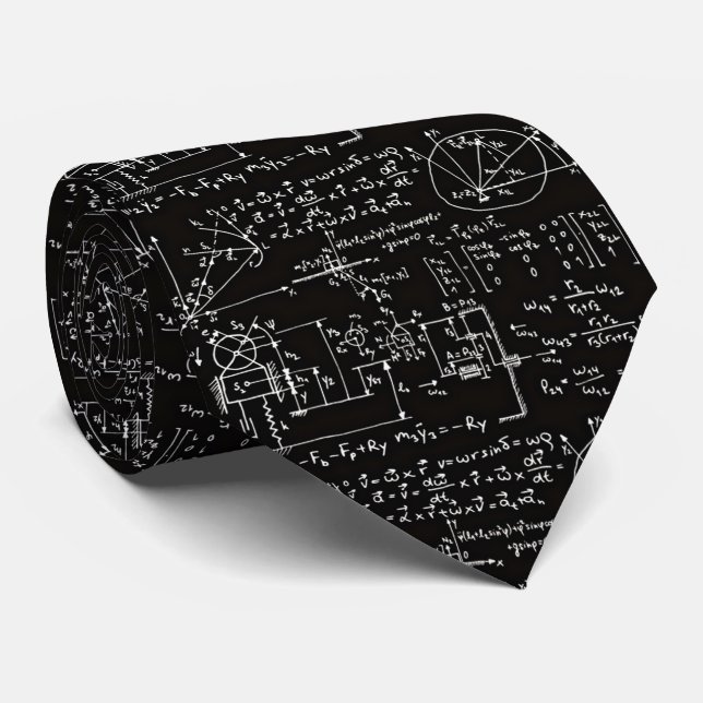 Geeky Math Mathematics Men's Black Necktie (Rolled)