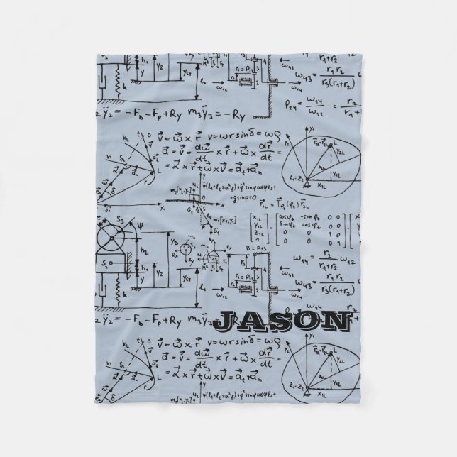 Geeky Math Mathematics Personalized Fleece Blanket (Front)