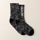 Geeky Math Mathematics Personalized Socks<br><div class="desc">Mathematics / Math / Math Teacher Gift / Math Student Gift / Geek Math Gift / Black Men's Personalized Name Initial Monogram All-Over-Print Socks. To change the text, use the personalize option. For more extensive text changes such as changes to the font, font colour, or text layout, choose the customize...</div>