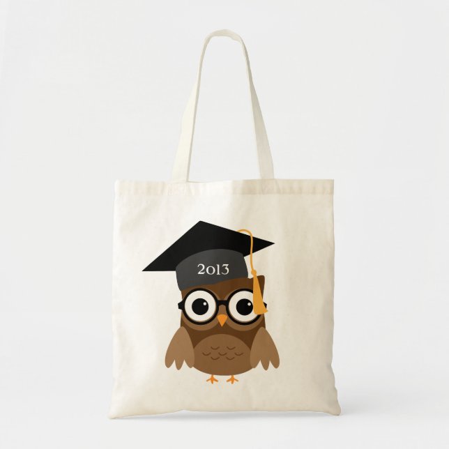 Geeky Owl with Glasses and Cap Graduation Bag (Front)