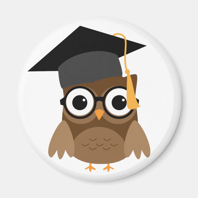 Geeky Owl with Glasses and Cap Graduation Magnet (Front)