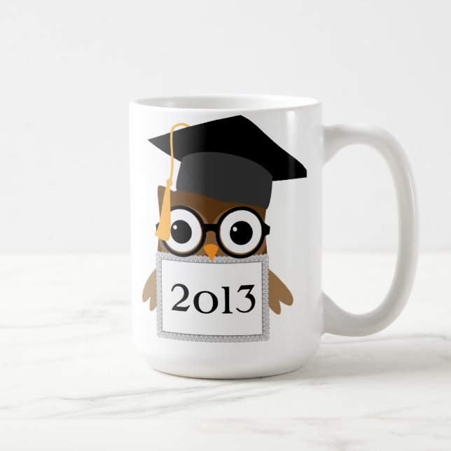 Geeky Owl with Grad Cap Class Of Graduation Mug (Right)