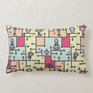 geeky robot maze pattern vector lumbar pillow