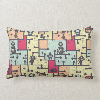 geeky robot maze pattern vector lumbar pillow