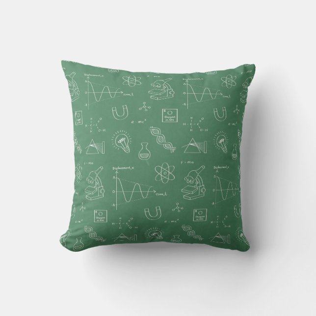 Geeky Science Doodles Pattern Room Decor Throw Pillow (Front)