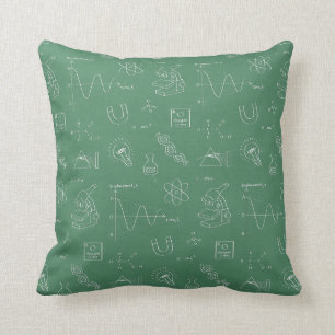 Geeky Science Doodles Pattern Room Decor Throw Pillow