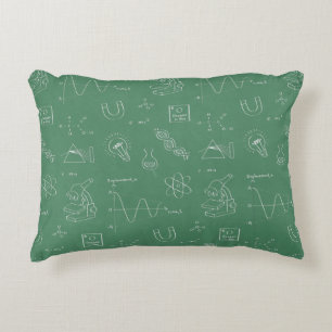 Geeky Science Icons Pattern Scientist Room Decor Decorative Pillow