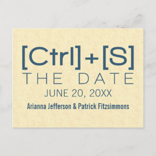 Geeky Typography Save the Date Postcard, Blue Announcement Postcard
