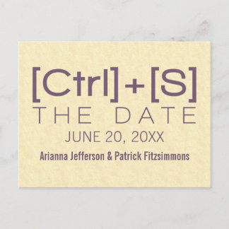 Geeky Typography Save the Date Postcard, Purple Announcement Postcard