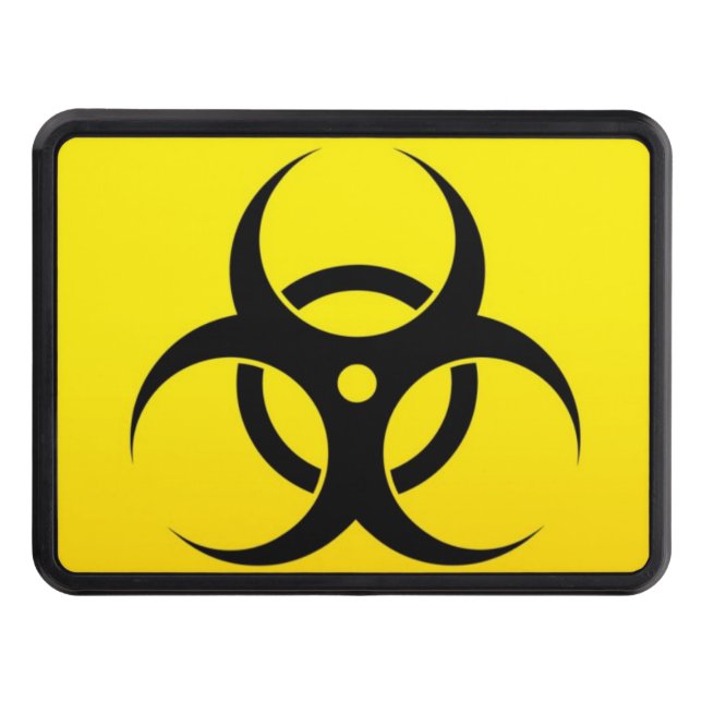 Geeky Yellow Biohazard Sign Trailer Hitch Cover (Front)