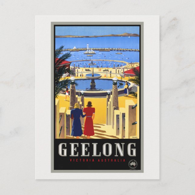 Geelong Australia Vintage Poster 1930 Postcard (Front)