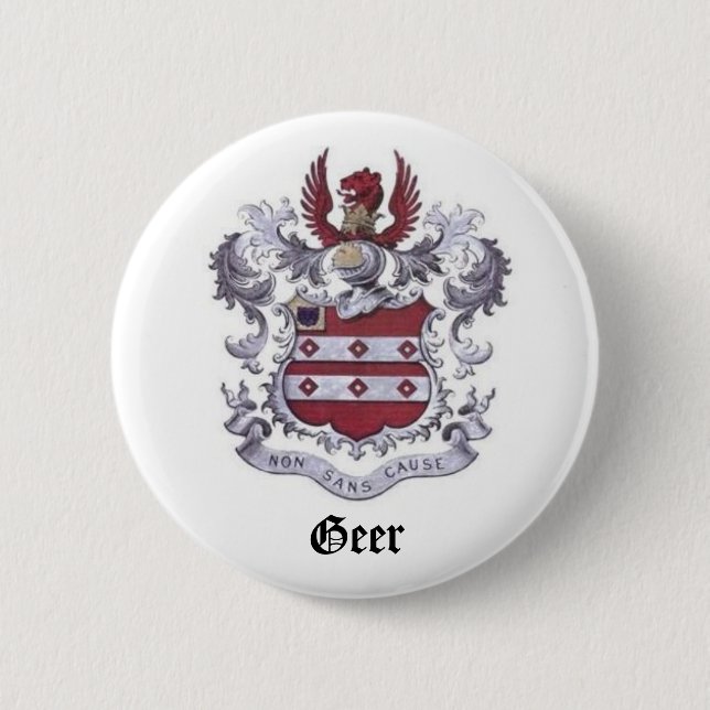 Geer Family Crest 2 Inch Round Button (Front)