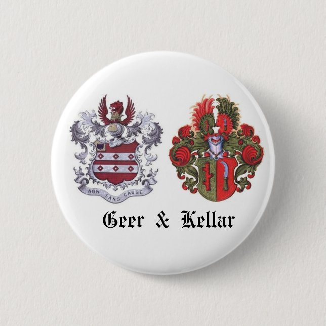 GEER & KELLAR Family Crest 2 Inch Round Button (Front)