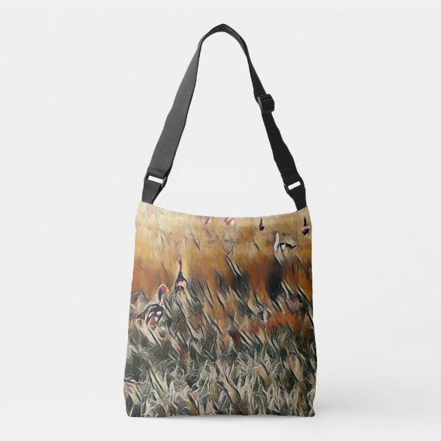 Geese and Duck Roam Art Crossbody Bag (Front)
