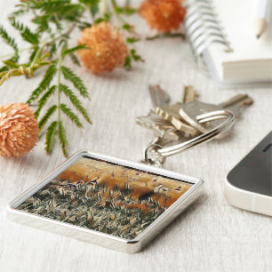 Geese and Duck Roam Art Keychain