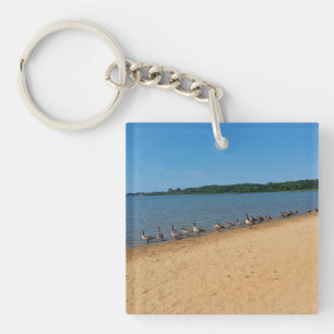 Geese at Silver Lake, Wisconsin Keychain
