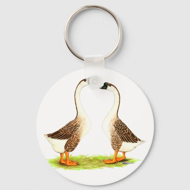 Geese:  Brown Chinese Keychain (Front)