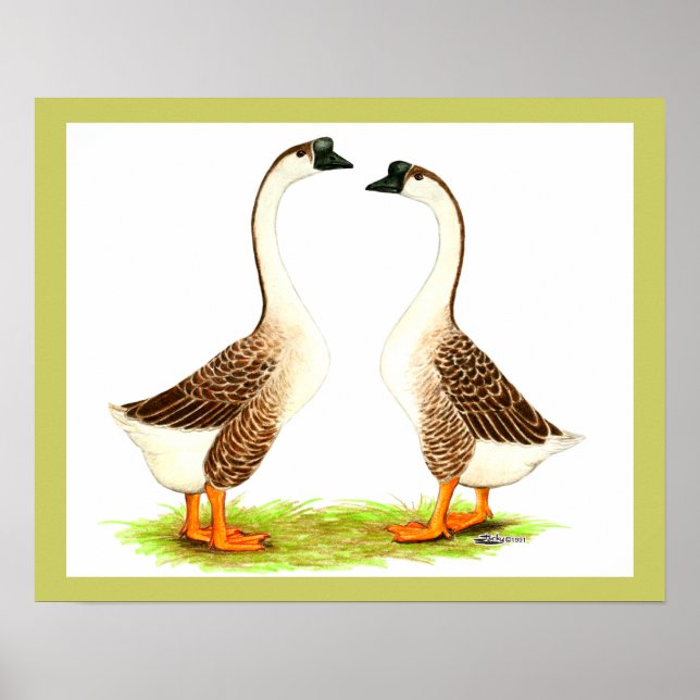 Geese:  Brown Chinese Poster (Front)