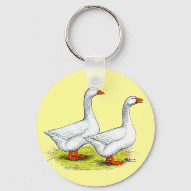 Geese:  Embden Pair Keychain (Front)