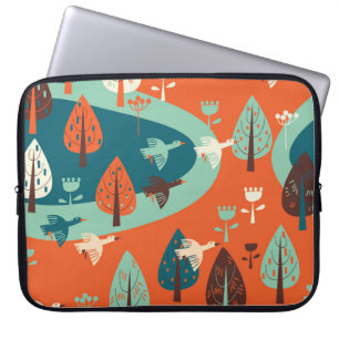 Geese Forest: Vintage Nature Scene Laptop Sleeve