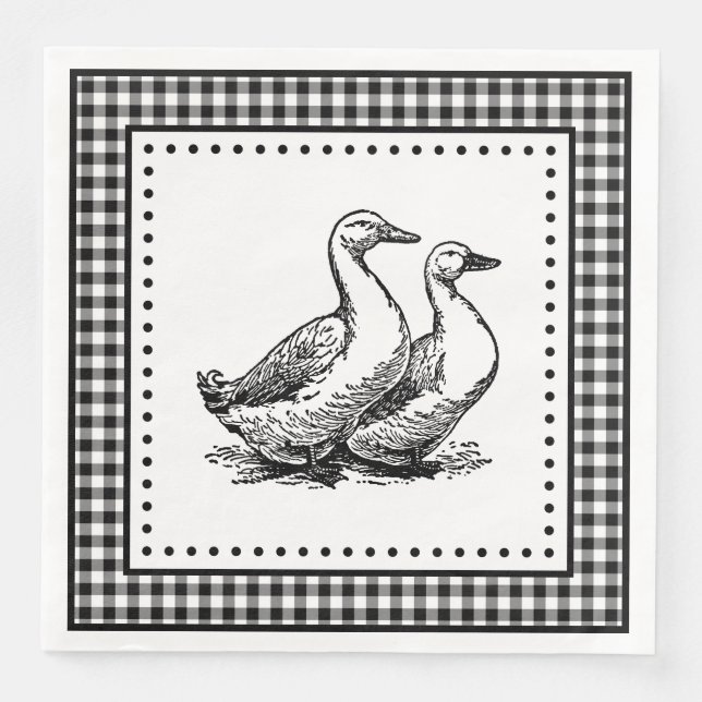 Geese Gingham Napkin (Front)