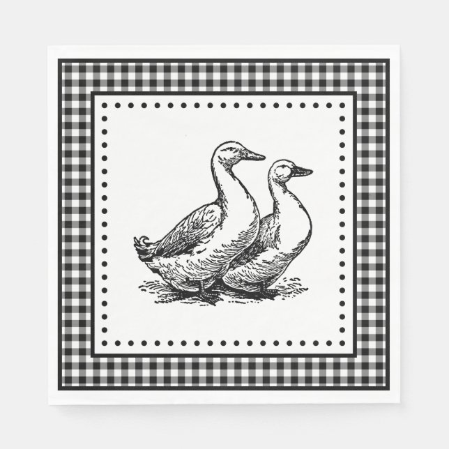 Geese Gingham Napkin (Front)