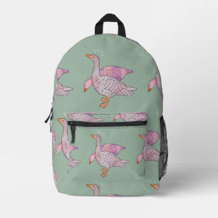 Geese Girls   Whimsical Folk Art Goose Duo Printed Backpack