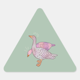 Geese Girls Whimsical Folk Art Goose Duo Triangle Sticker