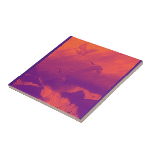 Geese in Orange & Purple Tile