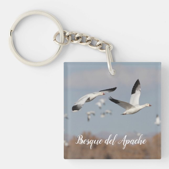 Geese in the Bosque del Apache skies Keychain (Front)