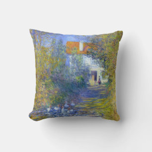 Geese in the Creek Claude Monet Fine Art Throw Pillow