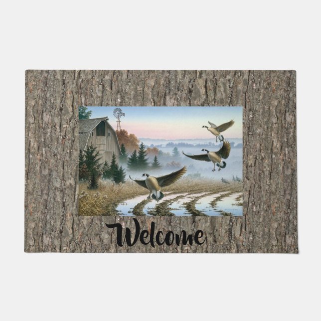Geese In The Farm Field Doormat (Front)