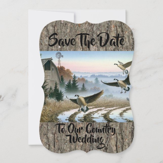 Geese In The Farm Field Save The Date (Front)