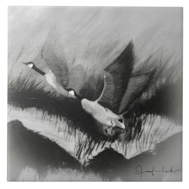 Geese in the Mist Tile (Front)