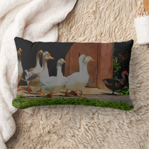 Geese On The March  Lumbar Pillow