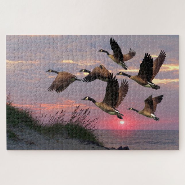 GEESE OVER THE DUNES JIGSAW PUZZLE (Horizontal)