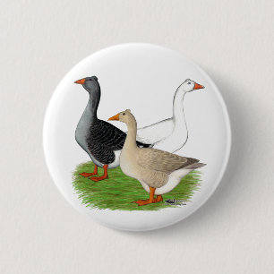 Geese:  Tufted Trio 2 Inch Round Button