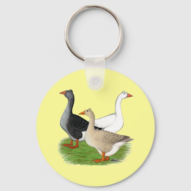 Geese:  Tufted Trio Keychain (Front)