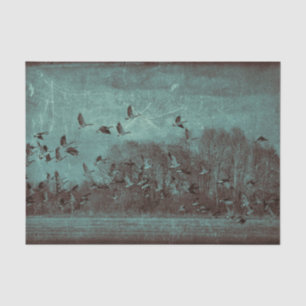 Geese Vintage Antique Teal Green Texture Decoupage Tissue Paper