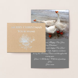 Geese white foil card