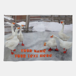 Geese white kitchen towel