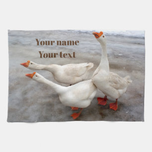 Geese white kitchen towel