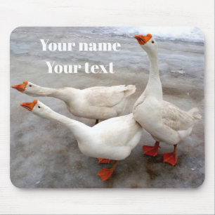 Geese white mouse pad