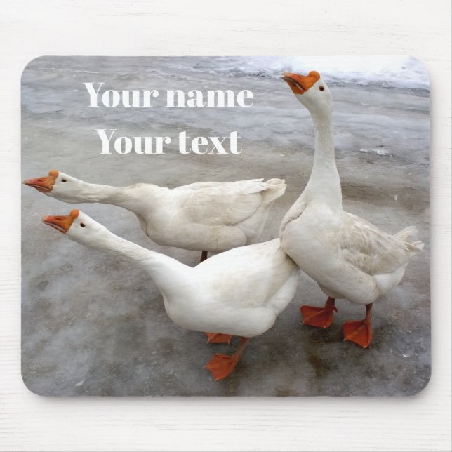 Geese white mouse pad (Front)