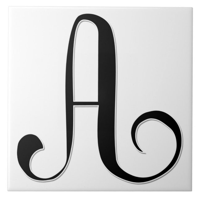 Geessele Letter A in Black Monogram Tile (Front)